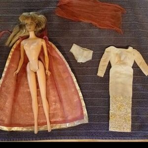 Vintage 1966 BARBIE Doll with Cape and Dress